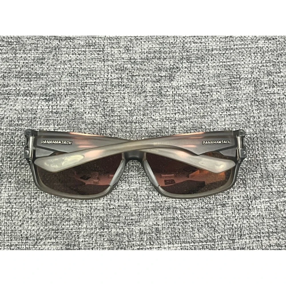Panama Jack Mens Polarized Sport Sunglasses Matte Grey Orange Mirror NS1120